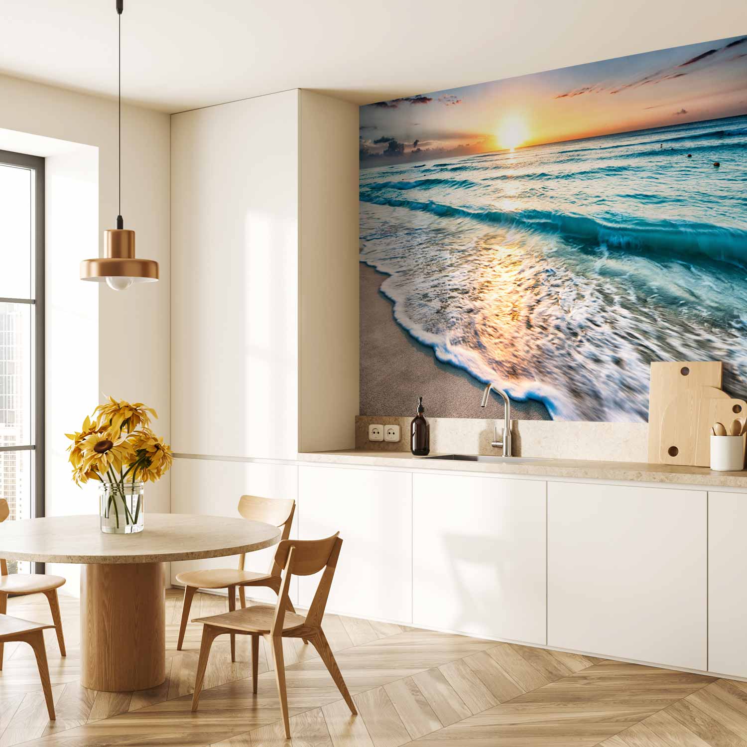 Seashore Waves Colourful Wall Mural