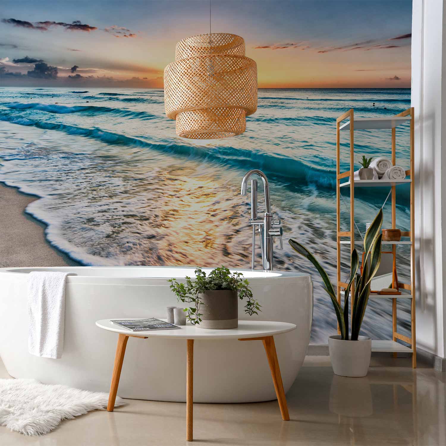 Seashore Waves Colourful Wall Mural