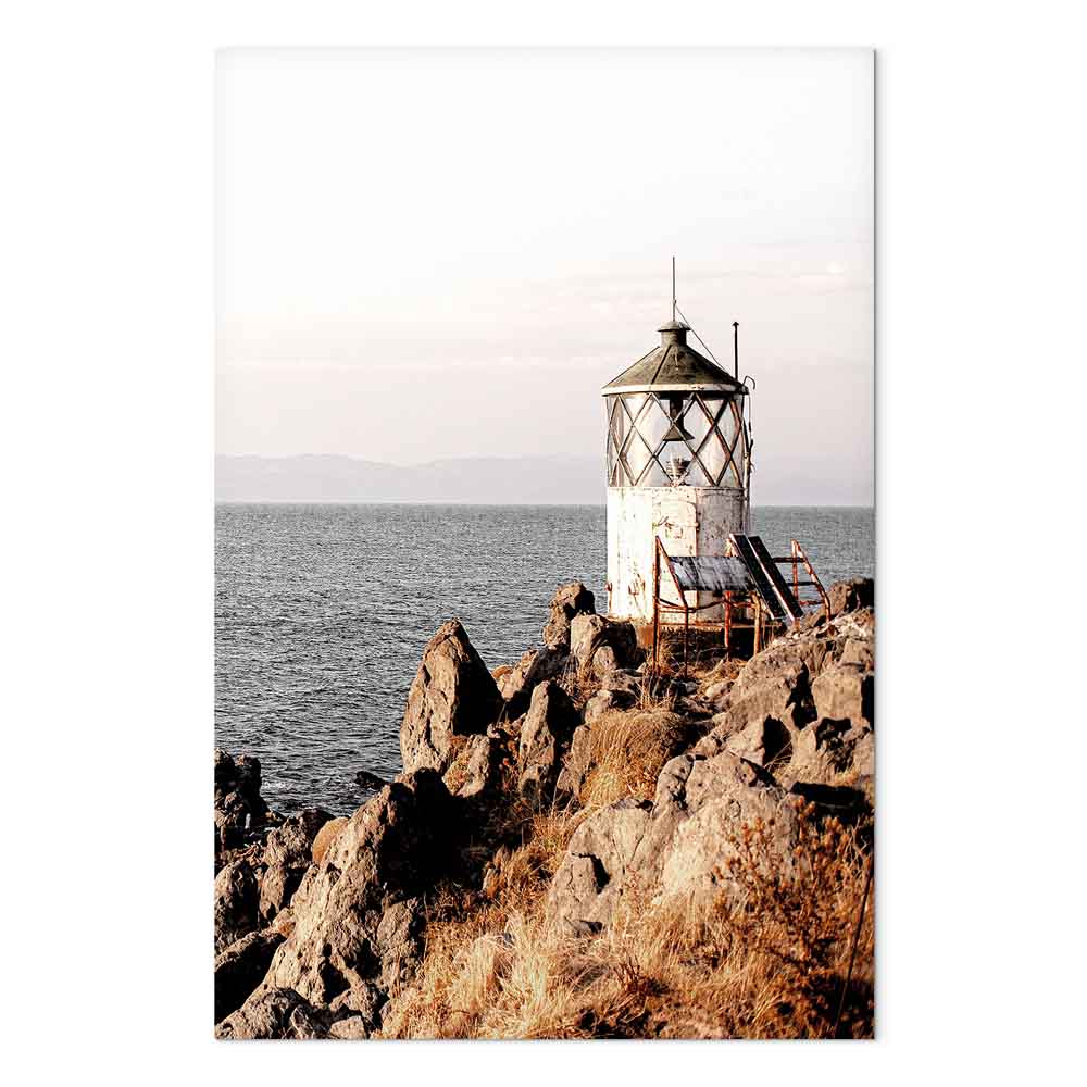Lantern on Sea Cliff Landscape Canvas Print