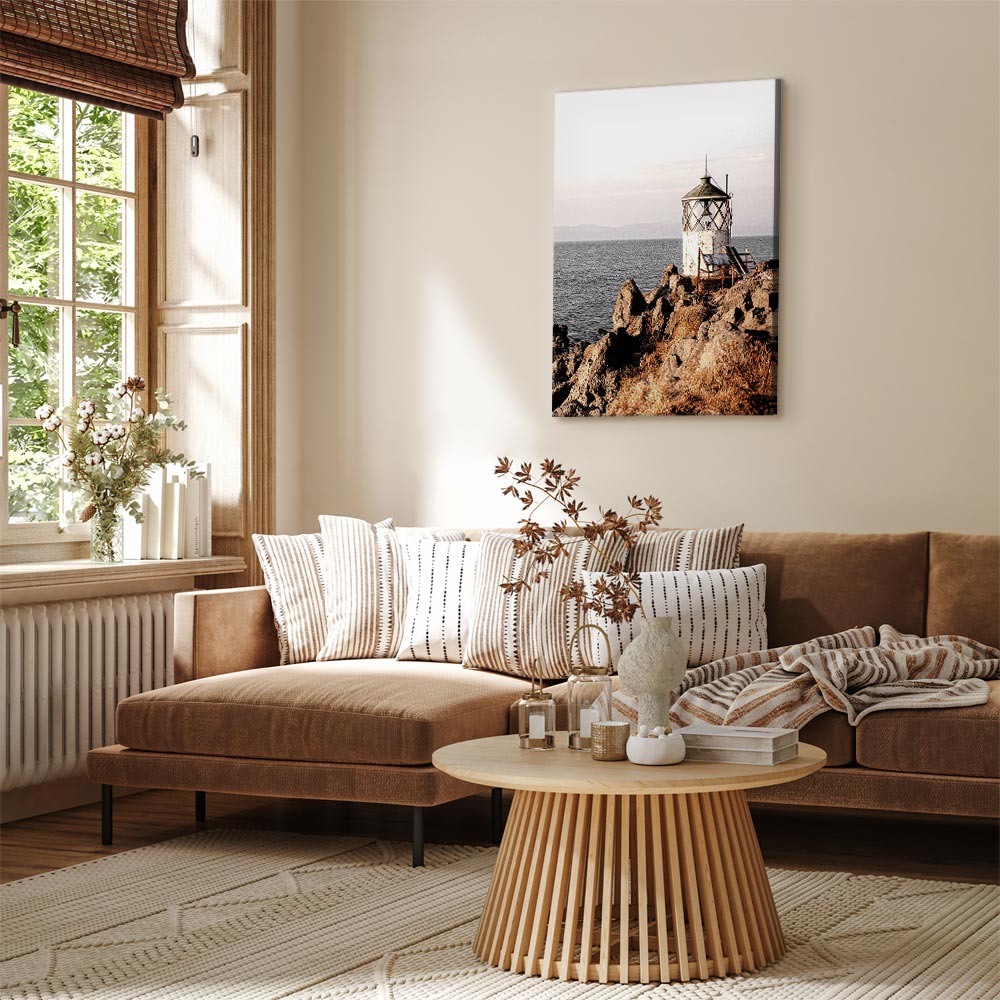 Lantern on Sea Cliff Landscape Canvas Print