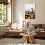 Lantern on Sea Cliff Landscape Canvas Print