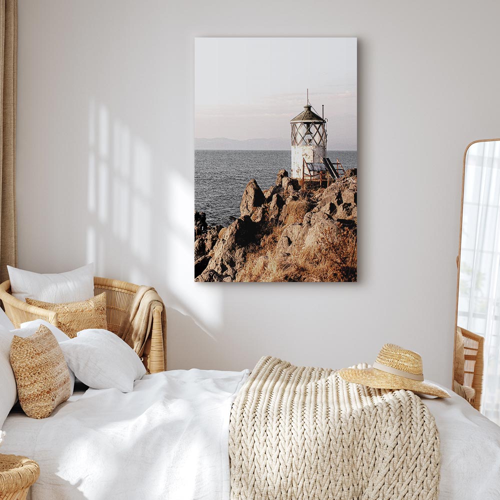 Lantern on Sea Cliff Landscape Canvas Print