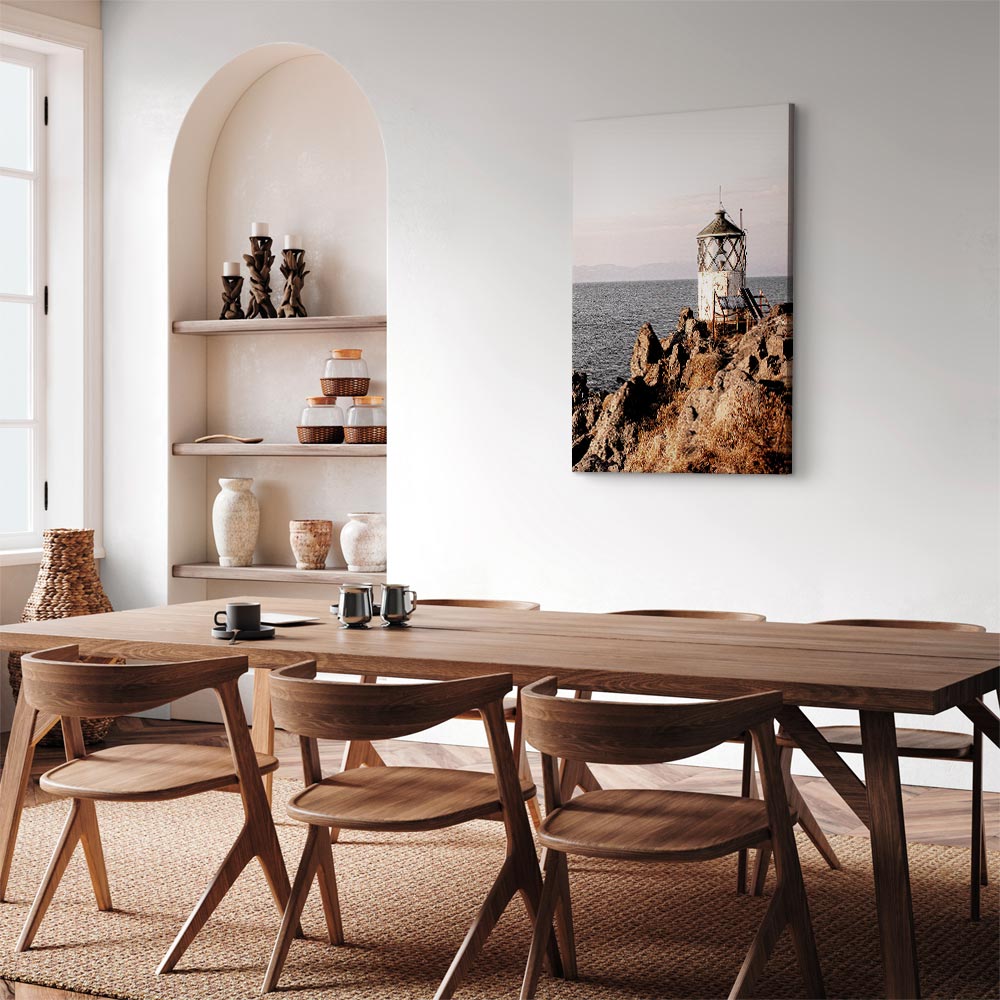 Lantern on Sea Cliff Landscape Canvas Print