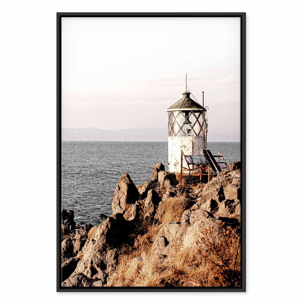 Lantern on Sea Cliff Landscape Canvas Print