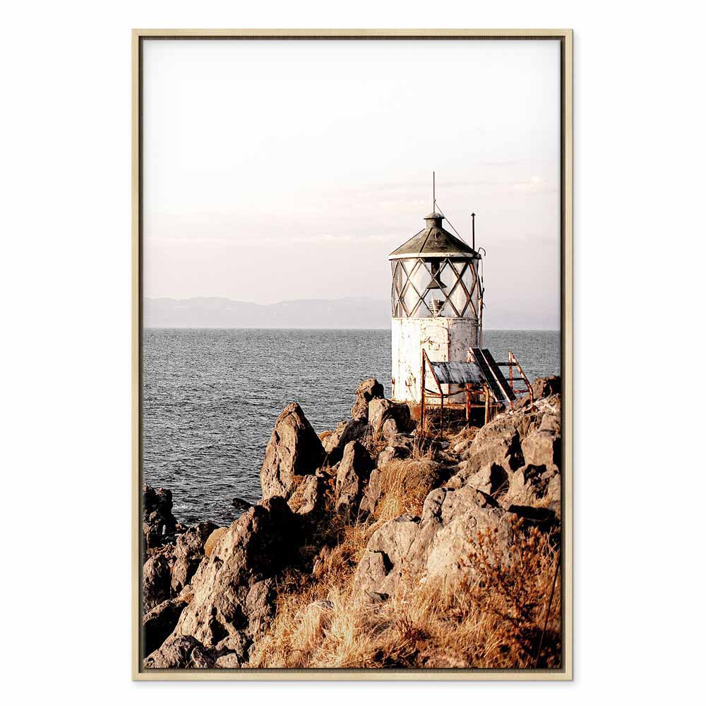 Lantern on Sea Cliff Landscape Canvas Print