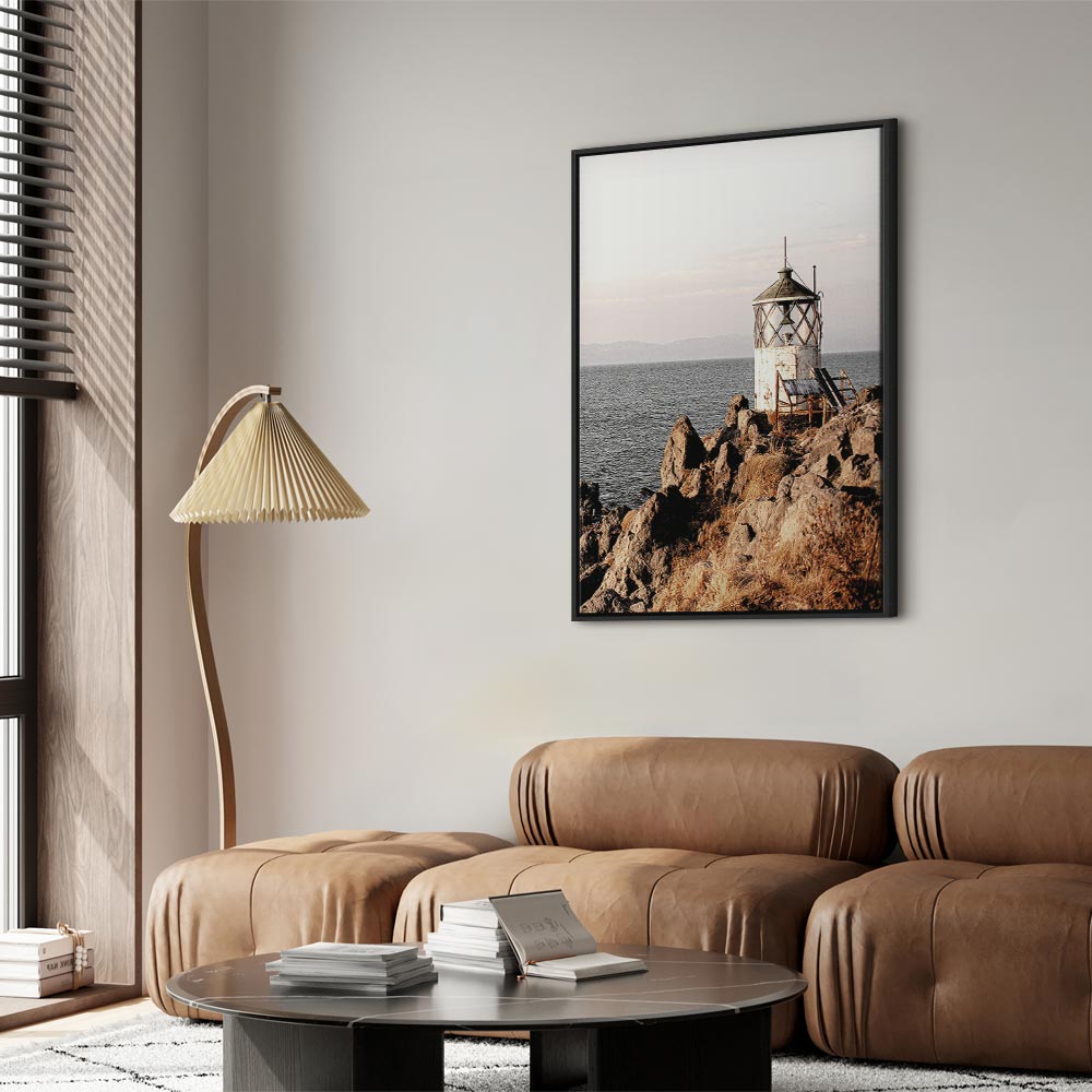 Lantern on Sea Cliff Landscape Canvas Print