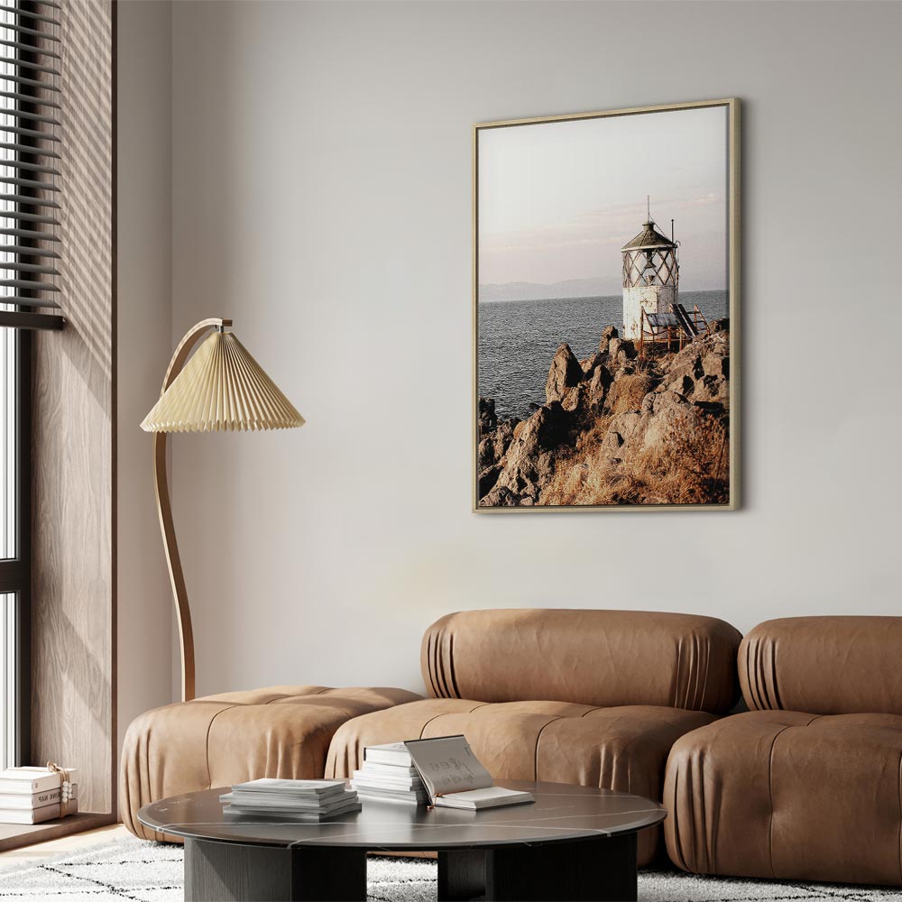 Lantern on Sea Cliff Landscape Canvas Print
