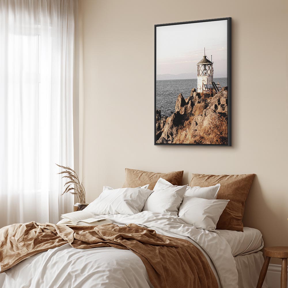 Lantern on Sea Cliff Landscape Canvas Print