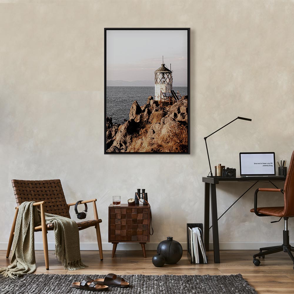 Lantern on Sea Cliff Landscape Canvas Print