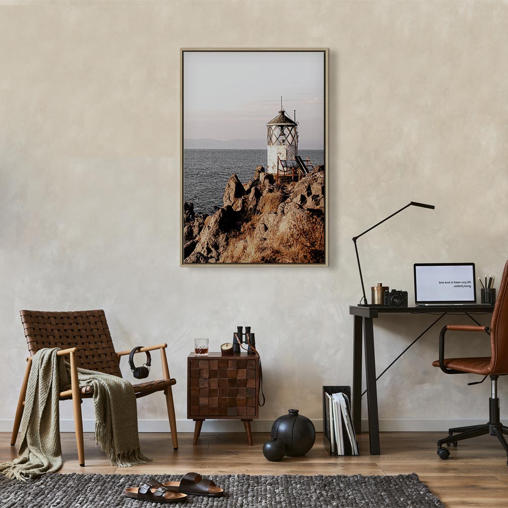 Lantern on Sea Cliff Landscape Canvas Print
