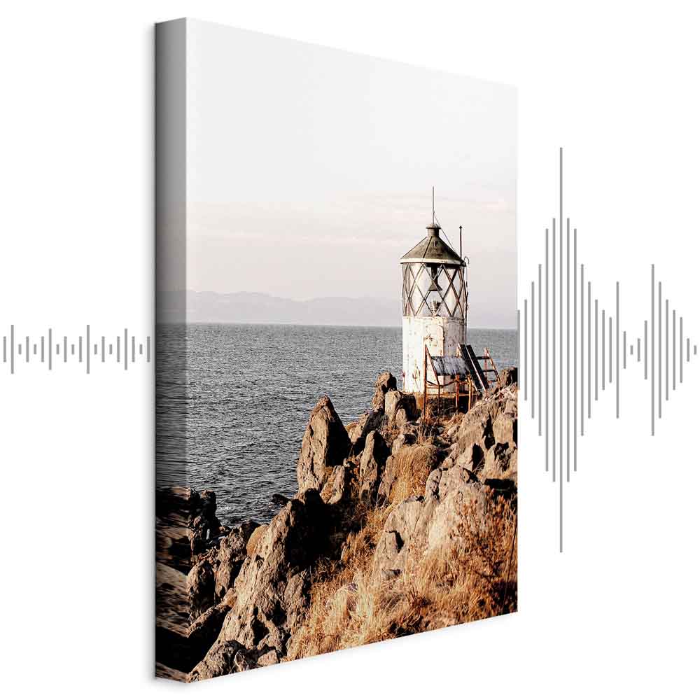 Lantern on Sea Cliff Landscape Canvas Print