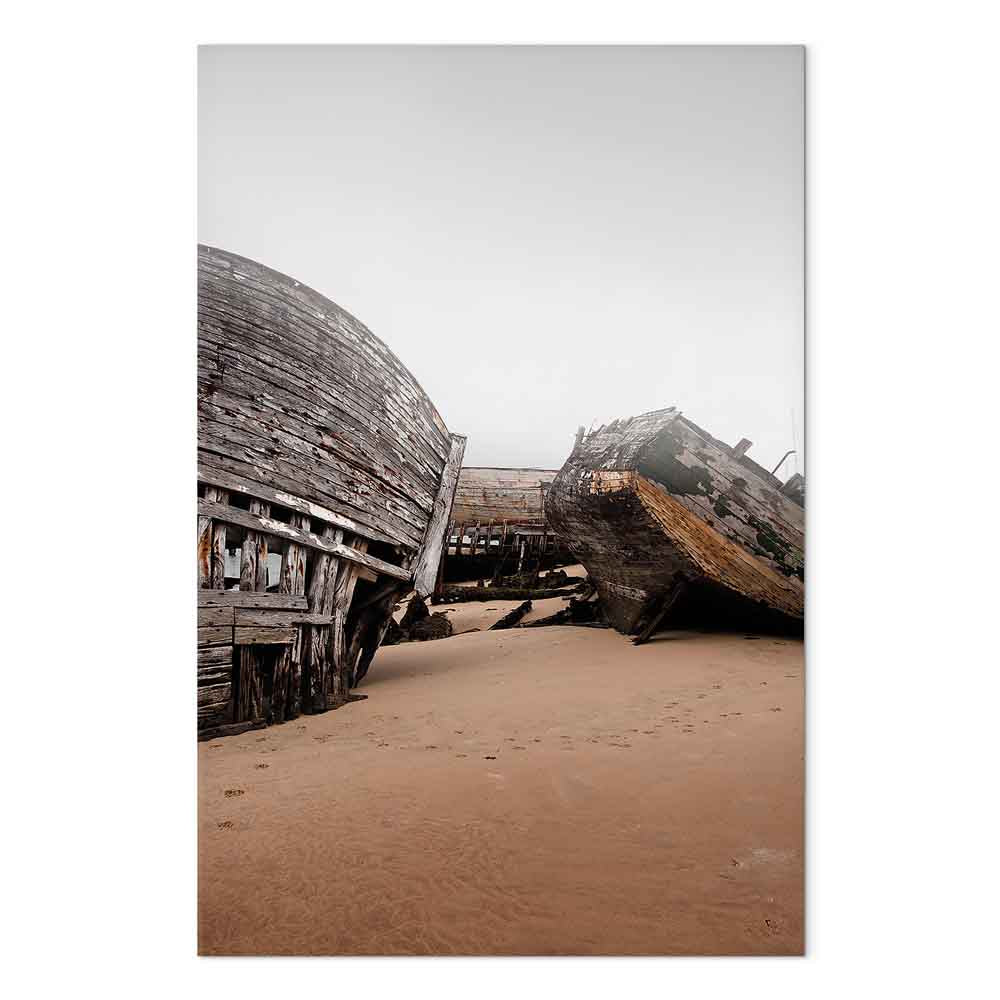 Abandoned Cutters Coastal Retro Canvas Print
