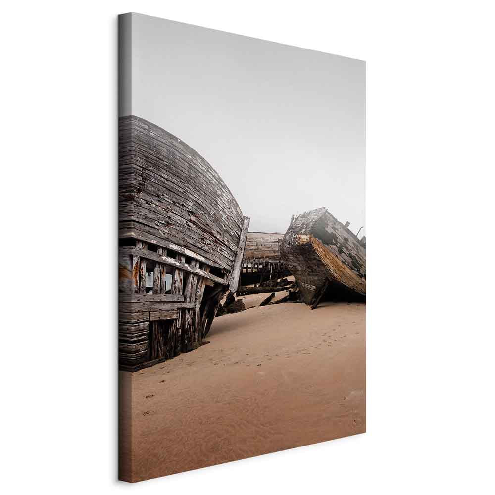 Abandoned Cutters Coastal Retro Canvas Print