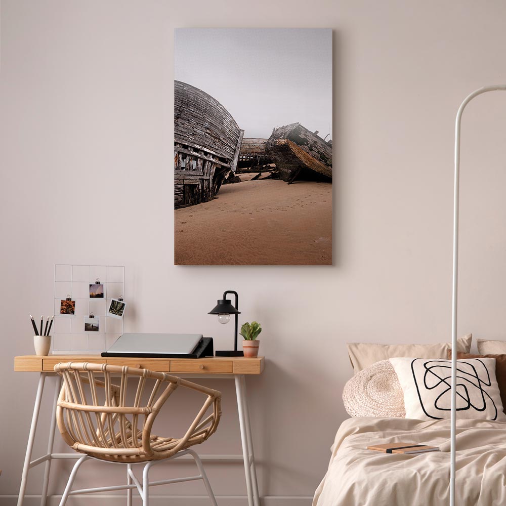 Abandoned Cutters Coastal Retro Canvas Print