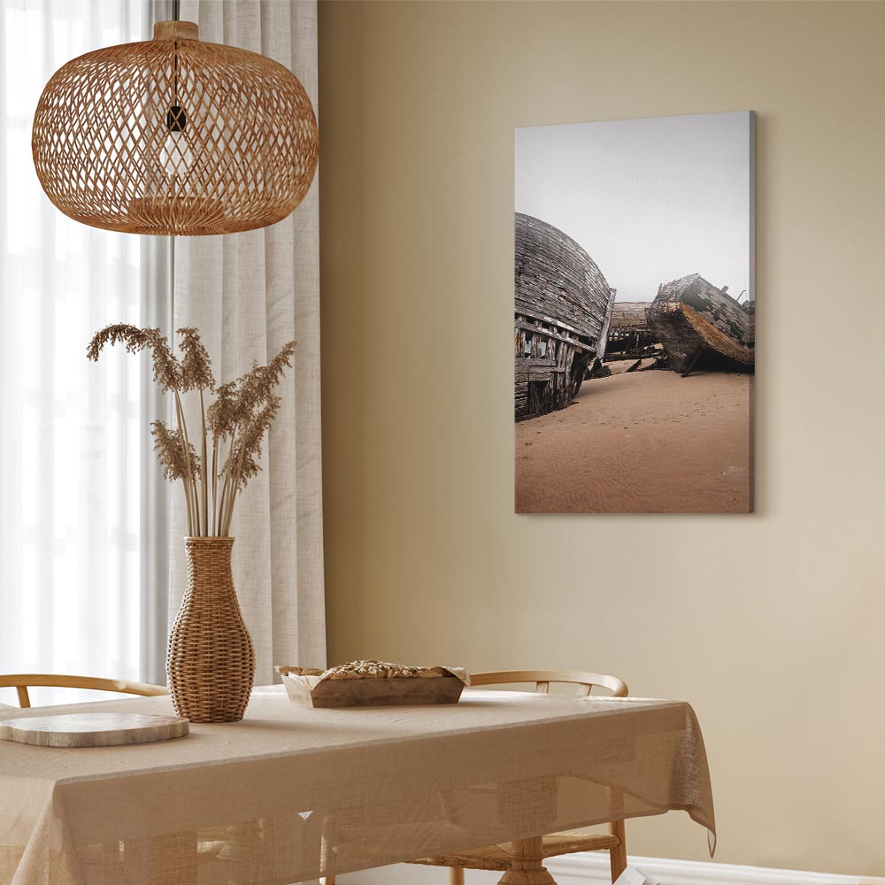 Abandoned Cutters Coastal Retro Canvas Print