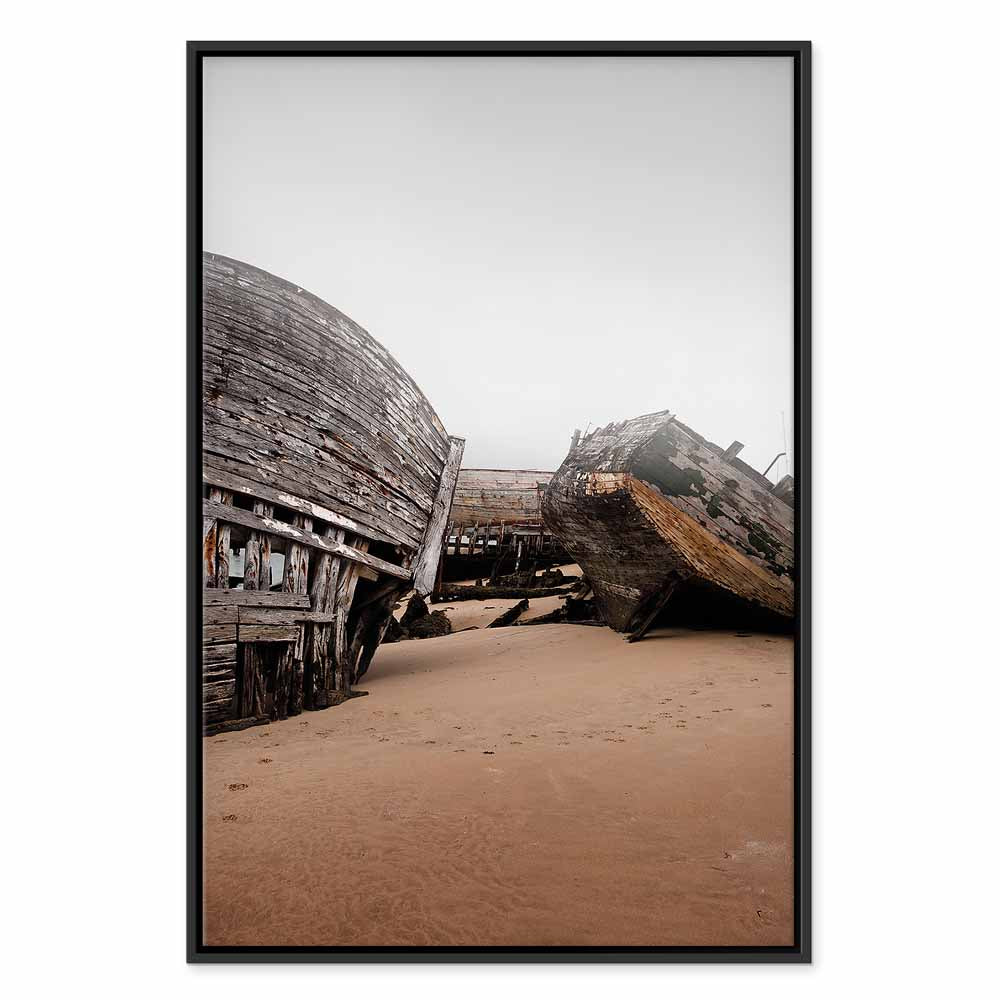 Abandoned Cutters Coastal Retro Canvas Print