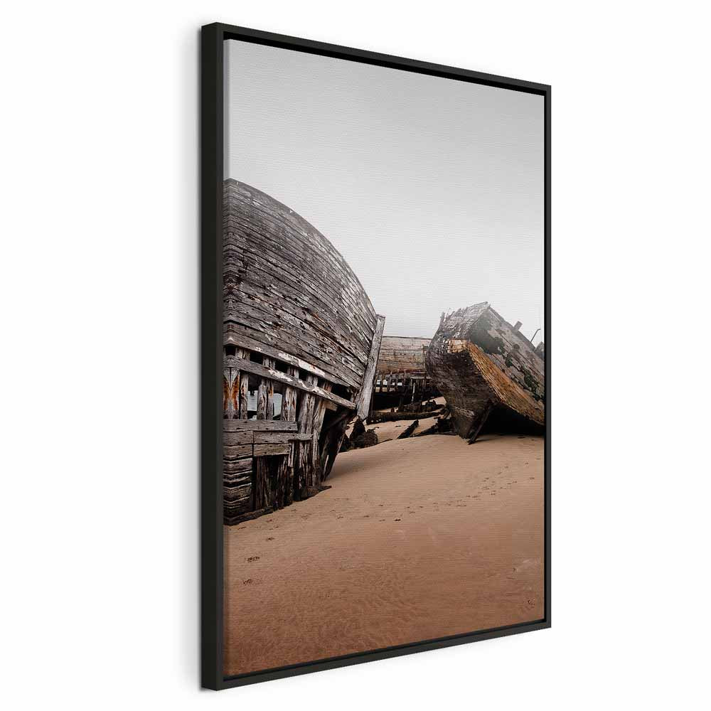Abandoned Cutters Coastal Retro Canvas Print