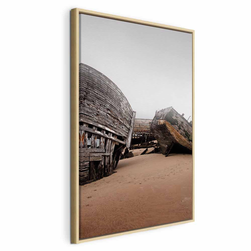 Abandoned Cutters Coastal Retro Canvas Print