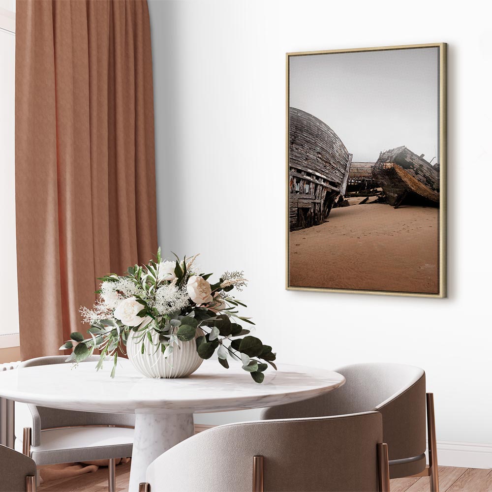 Abandoned Cutters Coastal Retro Canvas Print