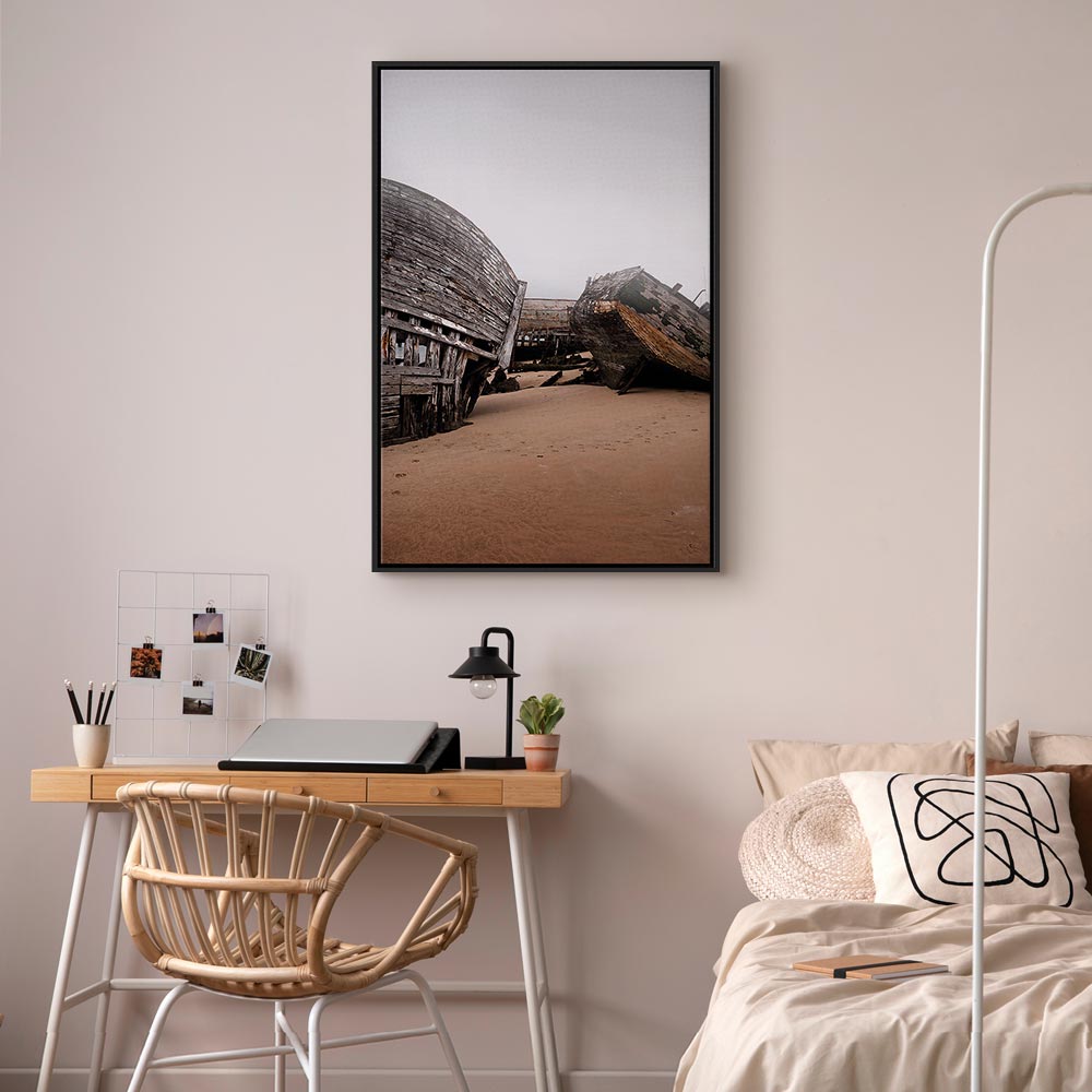 Abandoned Cutters Coastal Retro Canvas Print