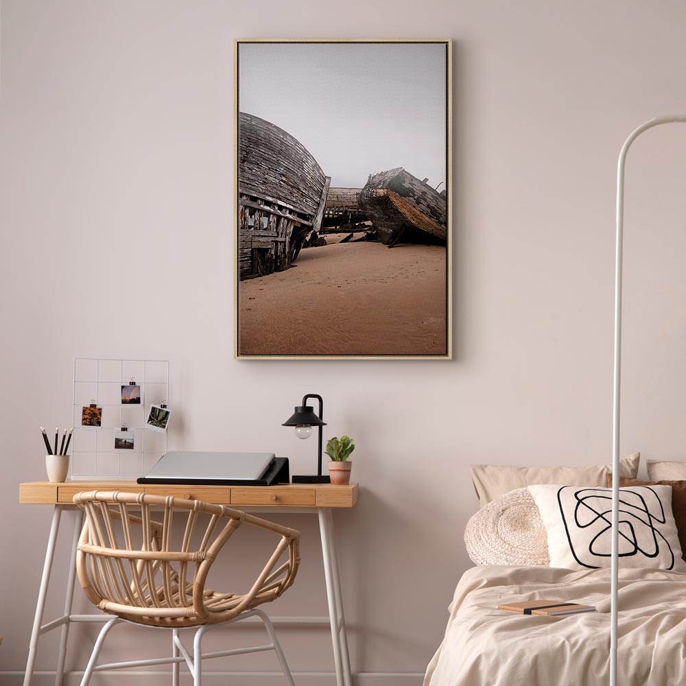 Abandoned Cutters Coastal Retro Canvas Print