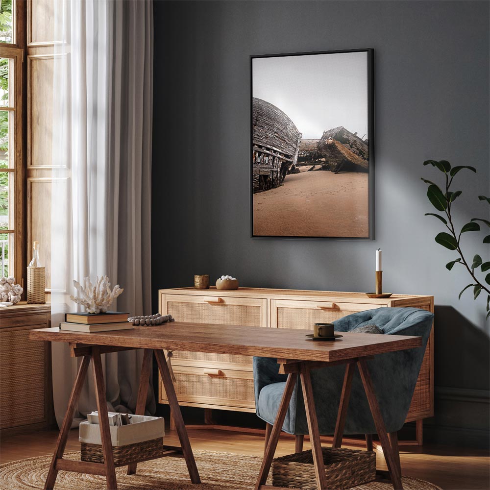 Abandoned Cutters Coastal Retro Canvas Print