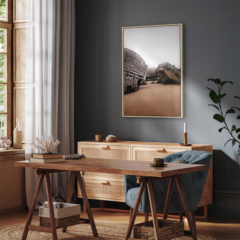 Abandoned Cutters Coastal Retro Canvas Print