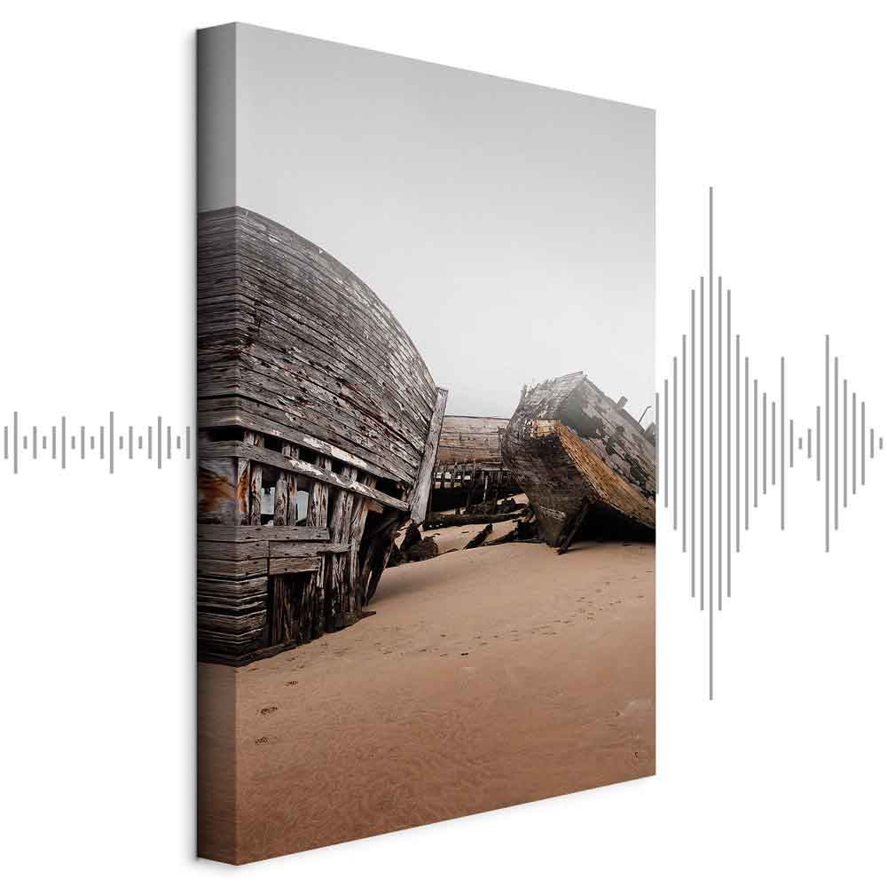 Abandoned Cutters Coastal Retro Canvas Print