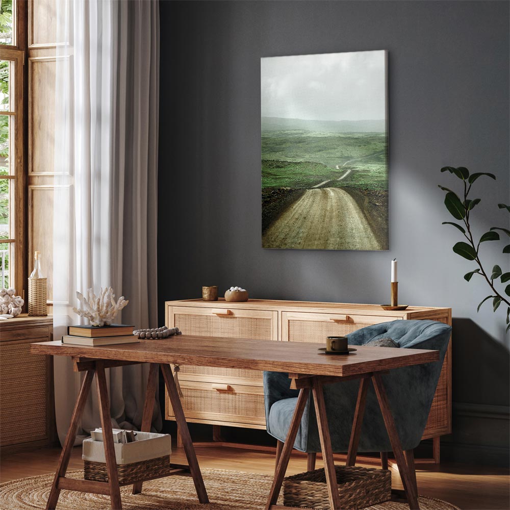 Road Across Plains Landscape Canvas Print