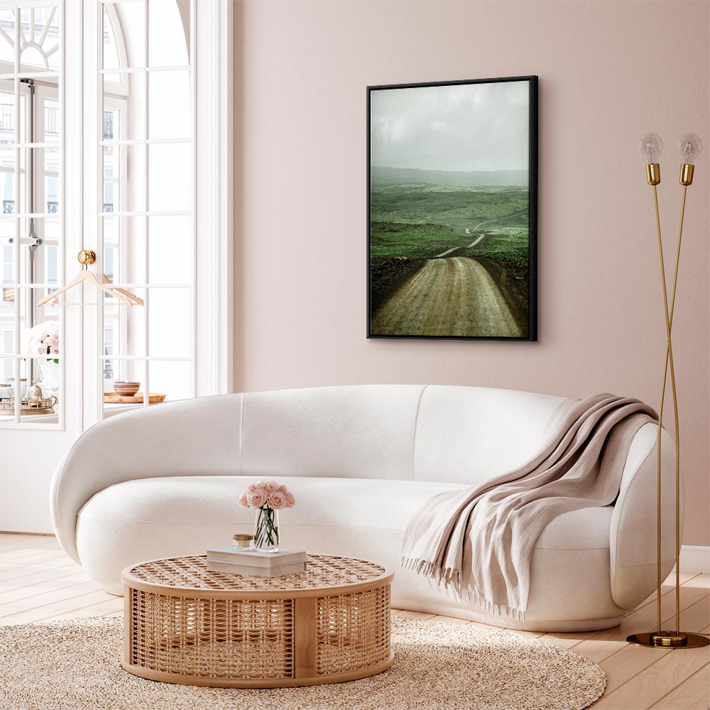 Road Across Plains Landscape Canvas Print