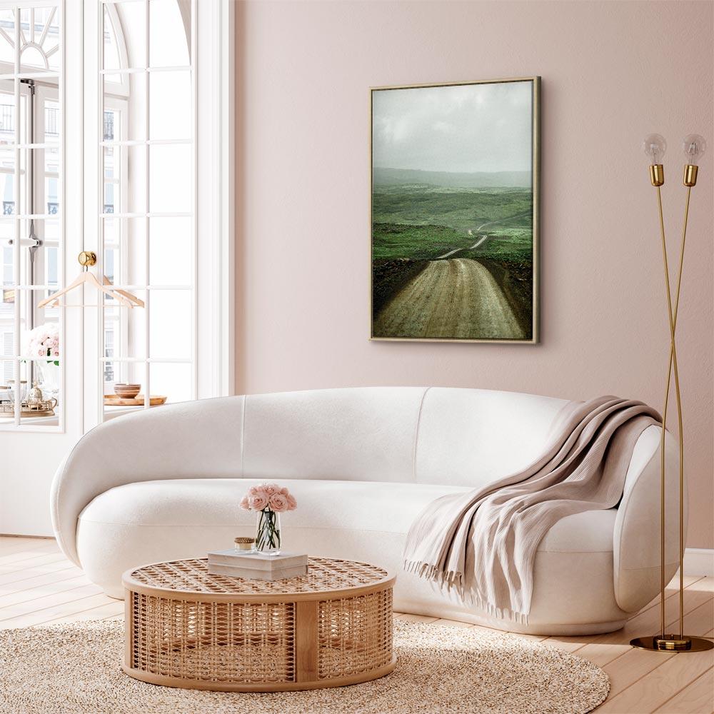 Road Across Plains Landscape Canvas Print