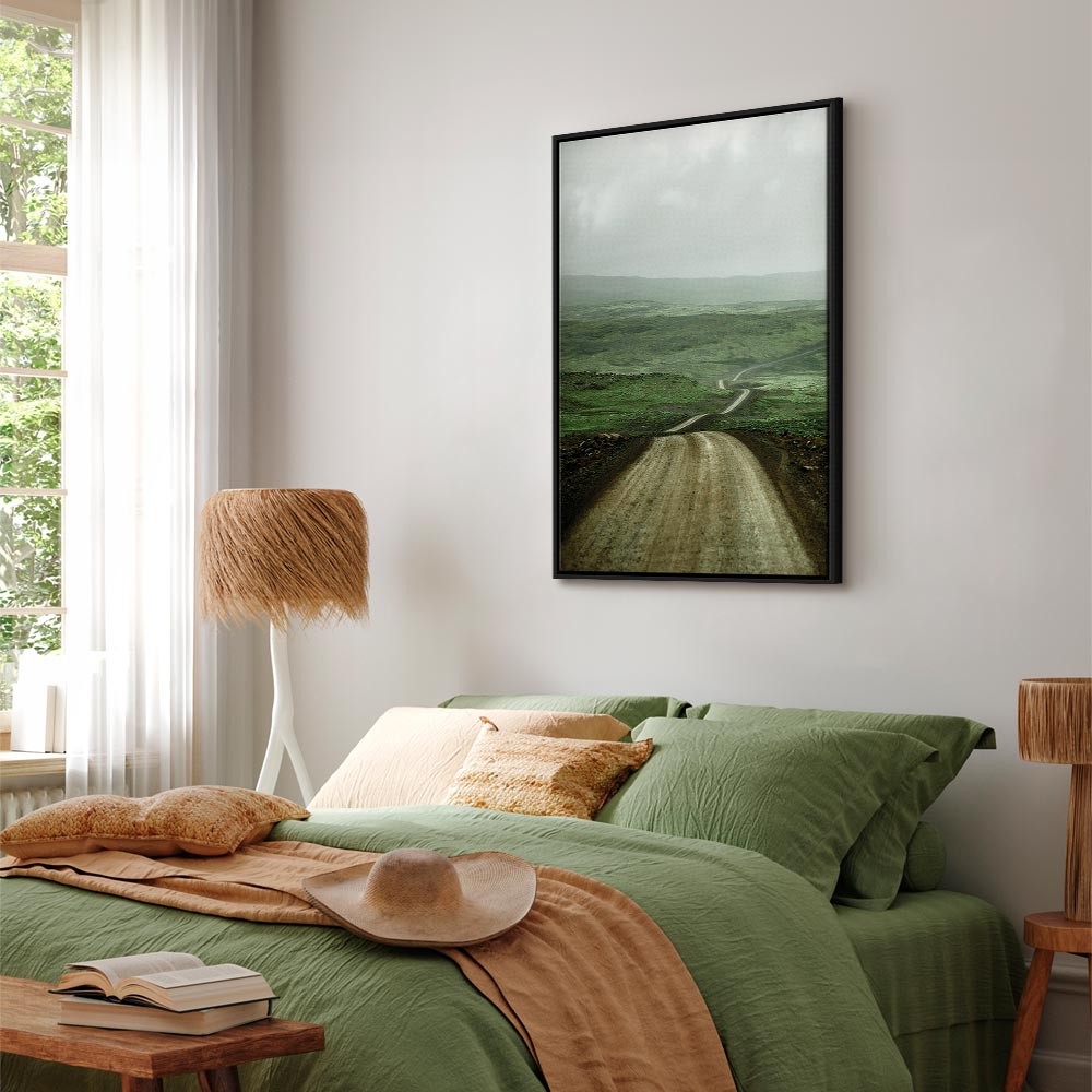 Road Across Plains Landscape Canvas Print