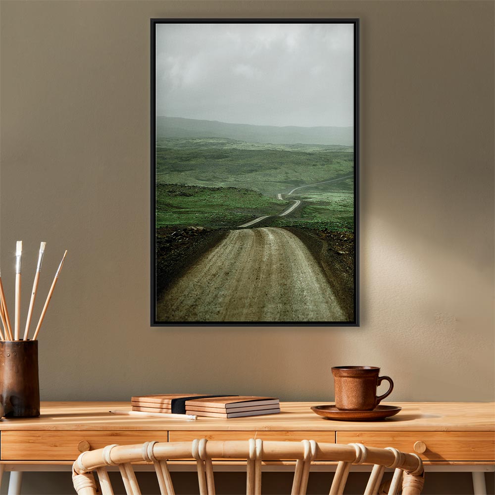 Road Across Plains Landscape Canvas Print