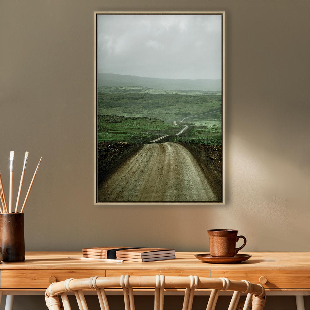 Road Across Plains Landscape Canvas Print