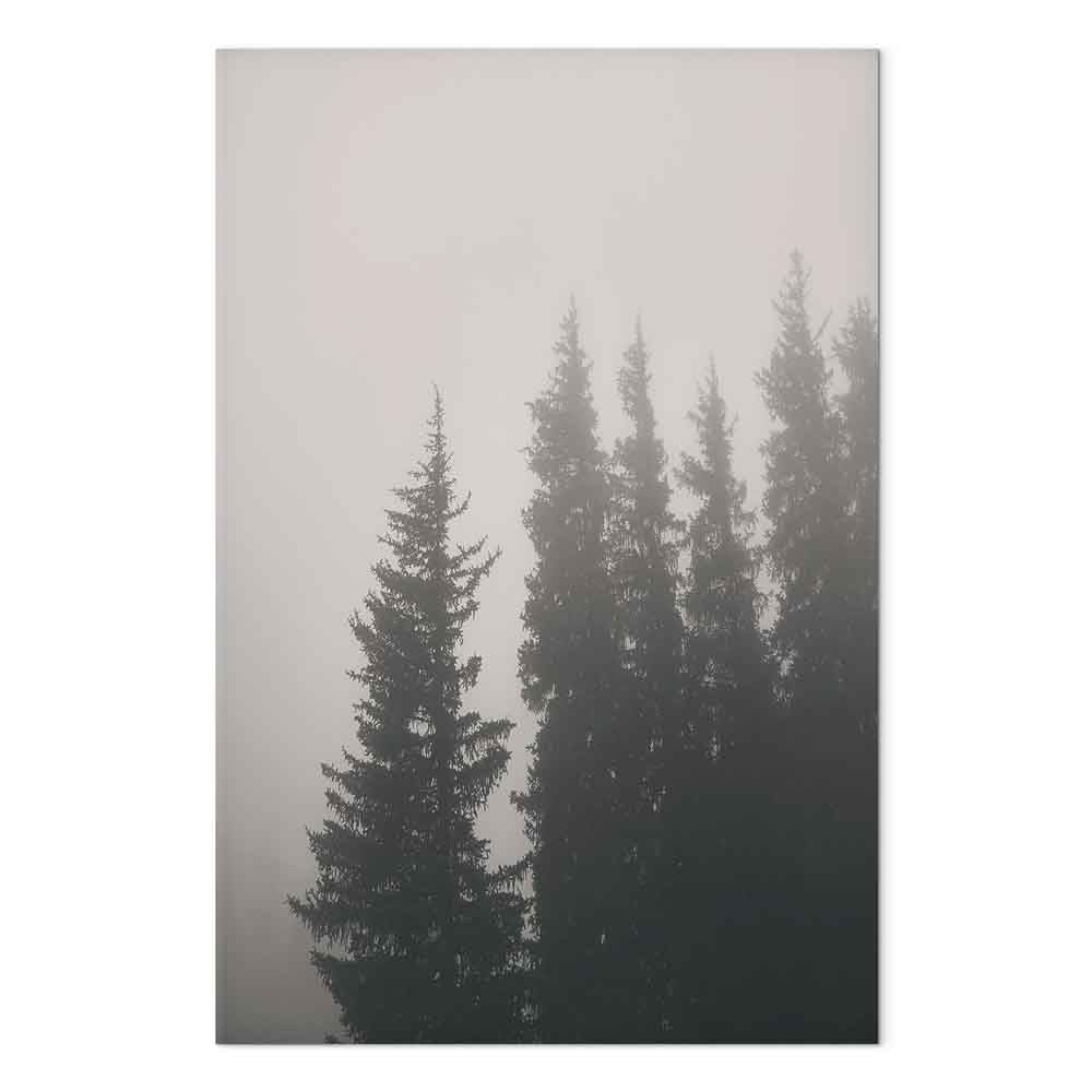 Forest Fog Landscape Vertical Canvas Print