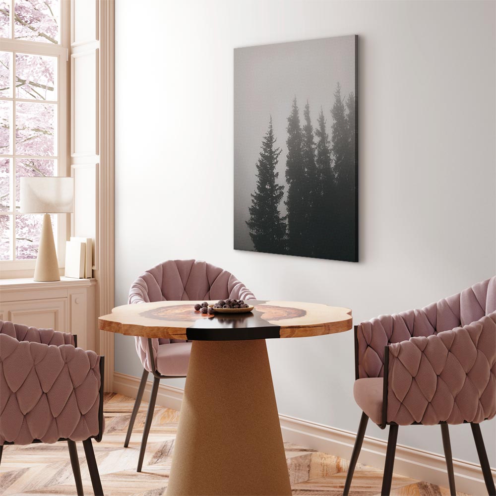 Forest Fog Landscape Vertical Canvas Print