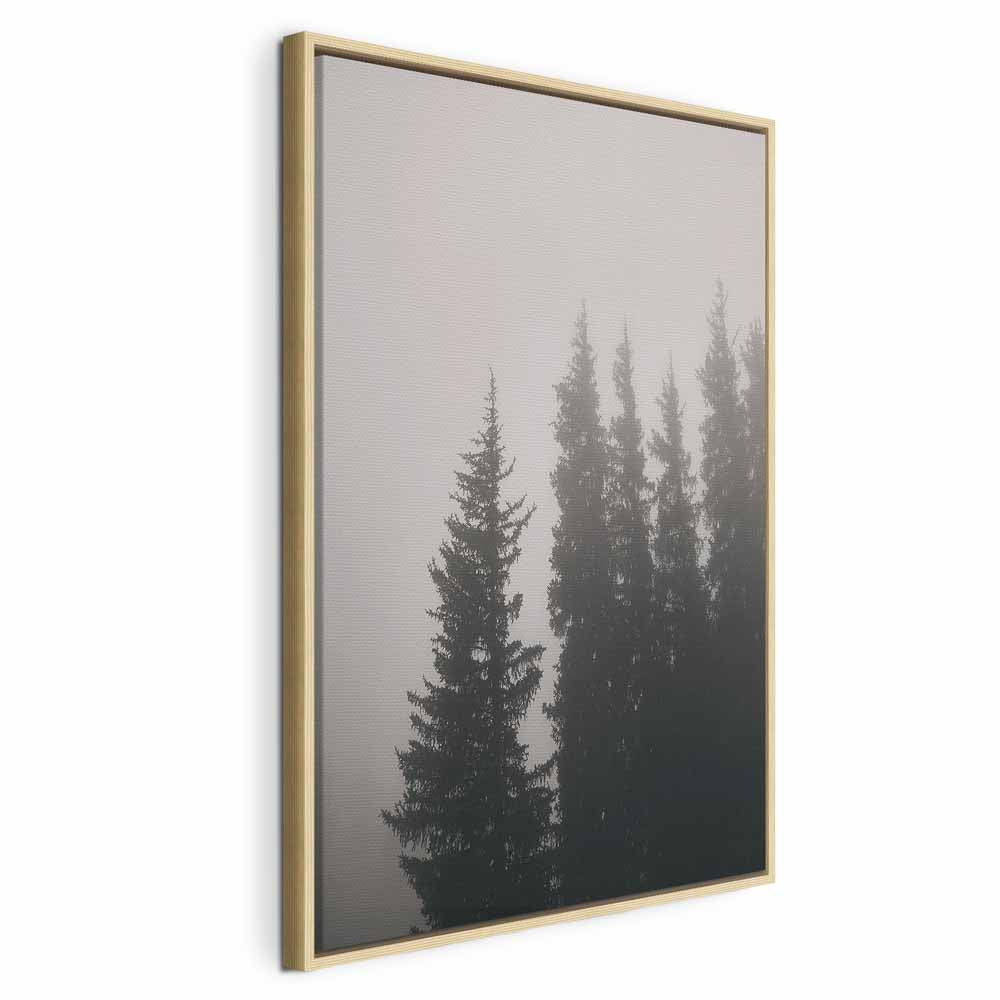 Forest Fog Landscape Vertical Canvas Print