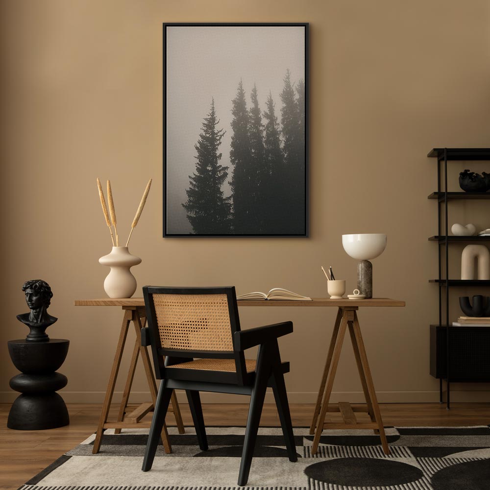 Forest Fog Landscape Vertical Canvas Print