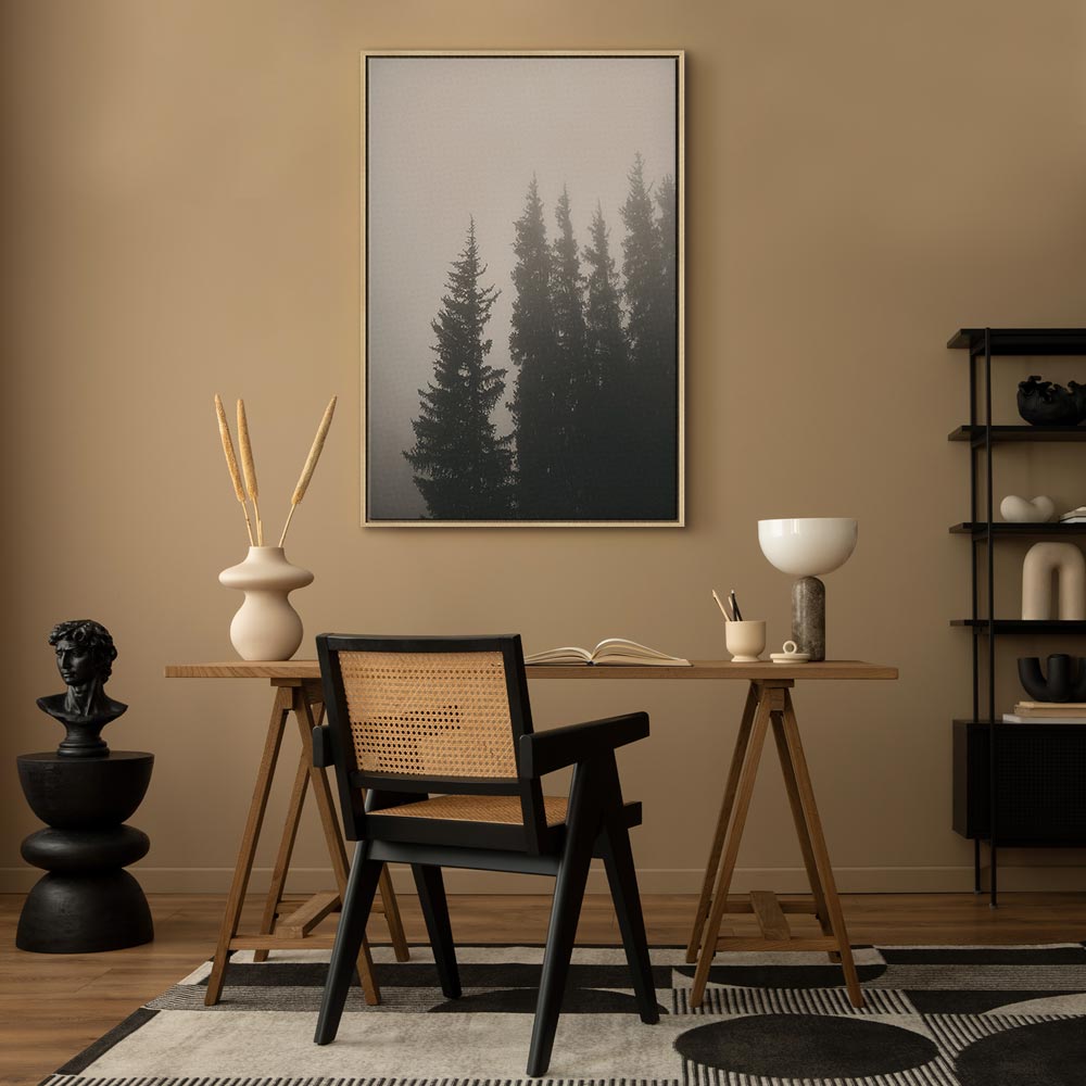 Forest Fog Landscape Vertical Canvas Print