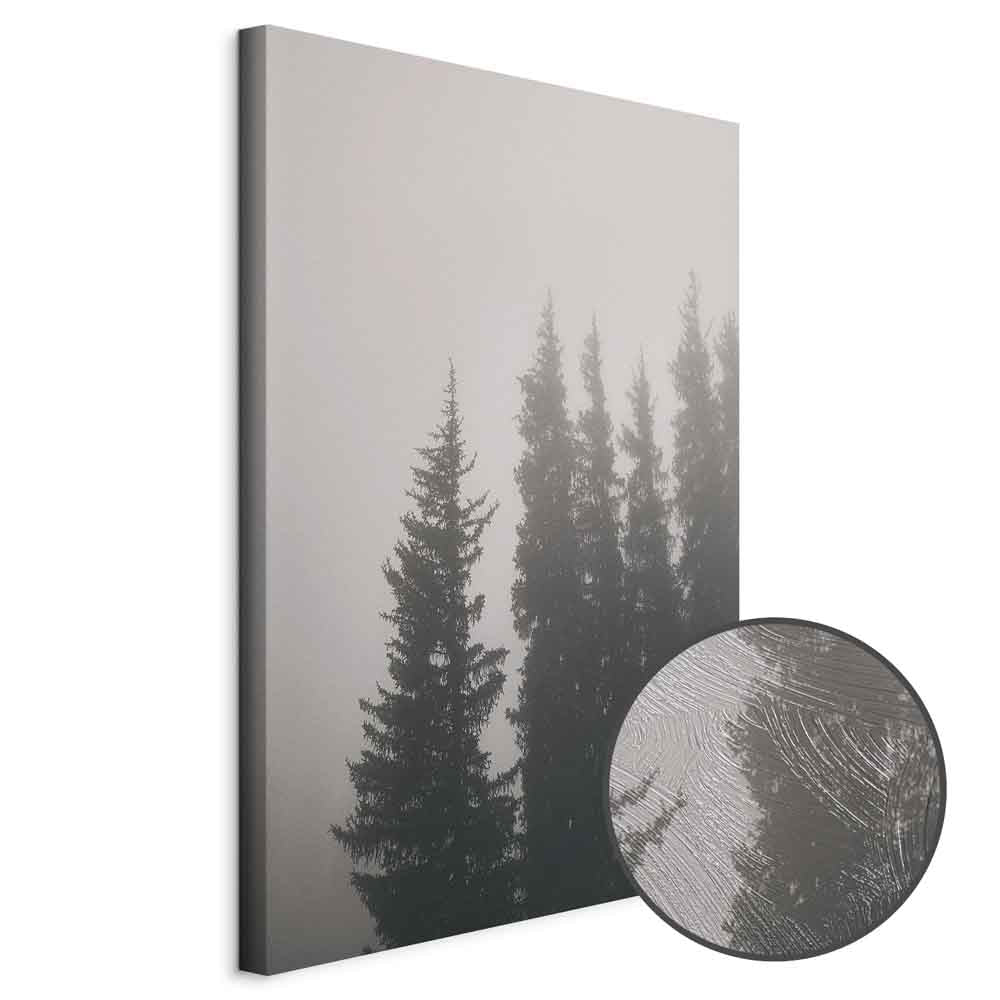 Forest Fog Landscape Vertical Canvas Print
