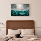Stormy Ocean Waves Wide Canvas Print