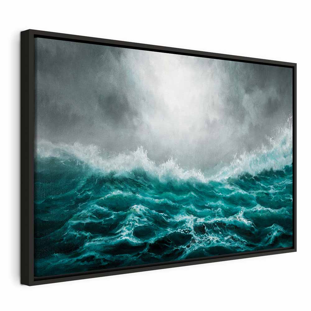 Stormy Ocean Waves Wide Canvas Print