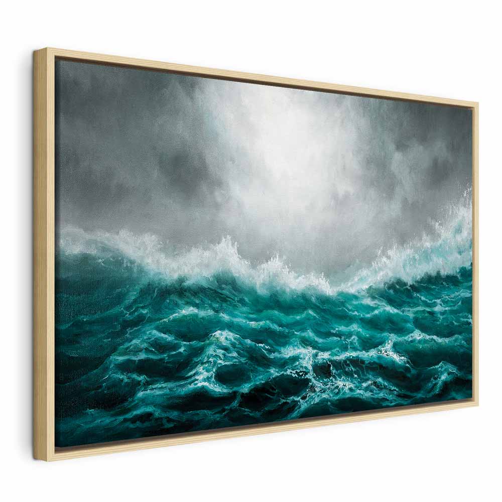 Stormy Ocean Waves Wide Canvas Print