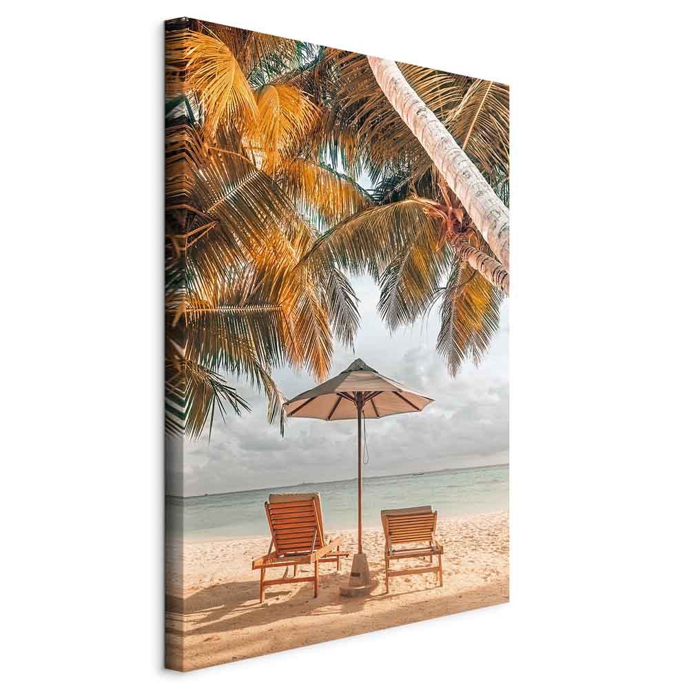 Palm Umbrella Tropical Beach Canvas Print