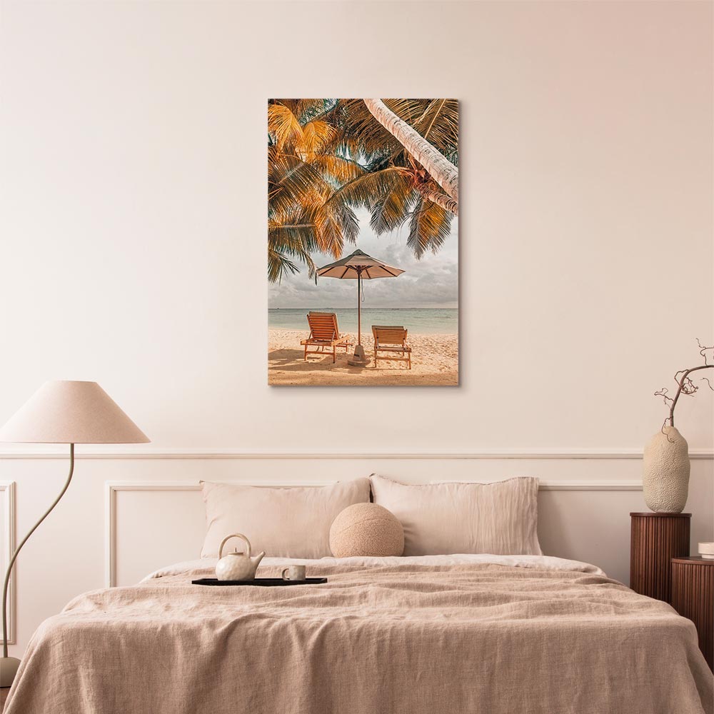 Palm Umbrella Tropical Beach Canvas Print