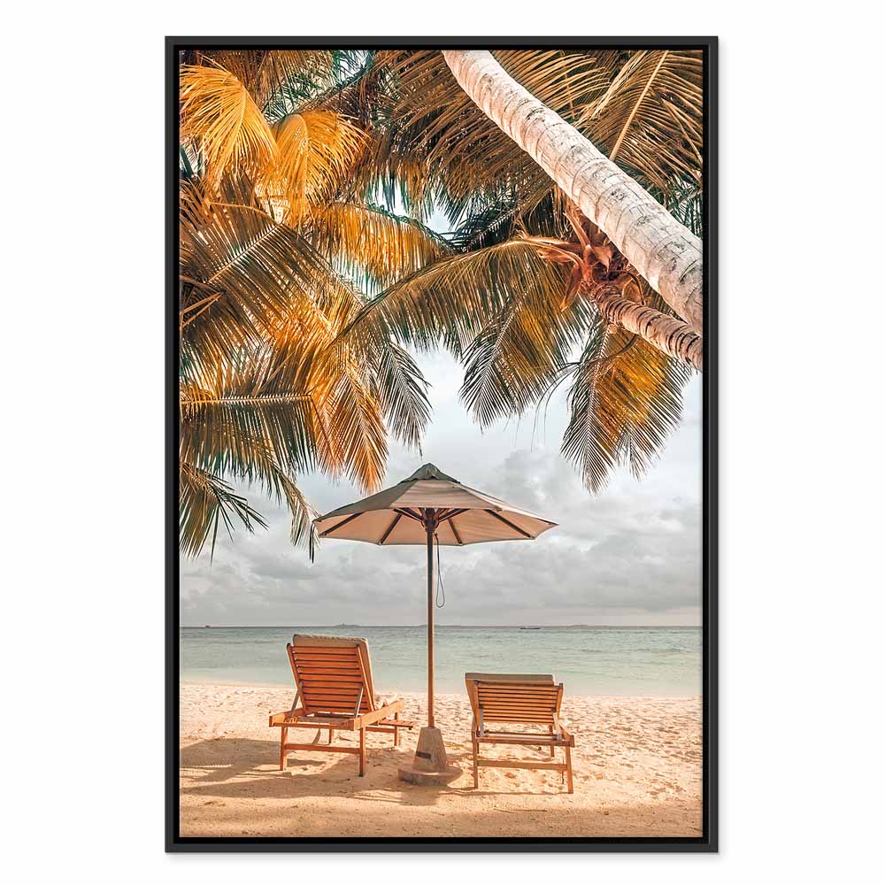Palm Umbrella Tropical Beach Canvas Print