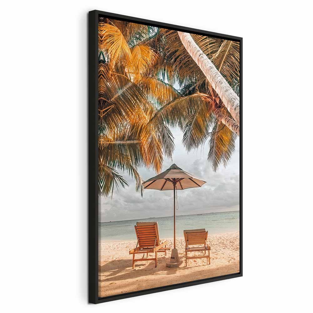 Palm Umbrella Tropical Beach Canvas Print