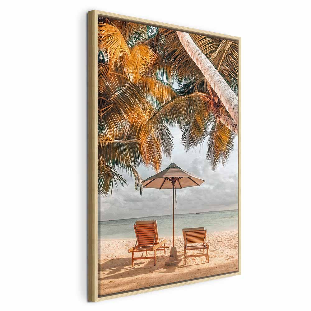 Palm Umbrella Tropical Beach Canvas Print