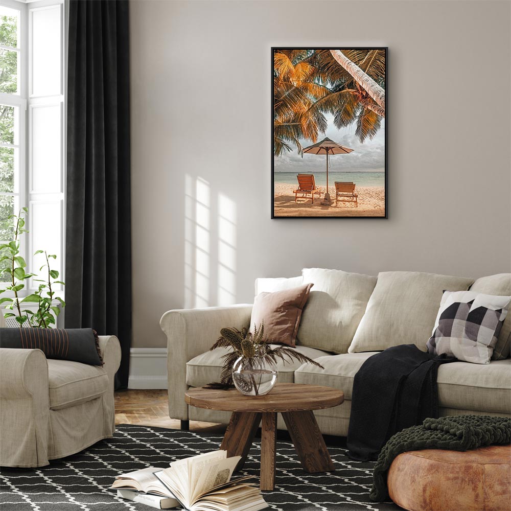 Palm Umbrella Tropical Beach Canvas Print