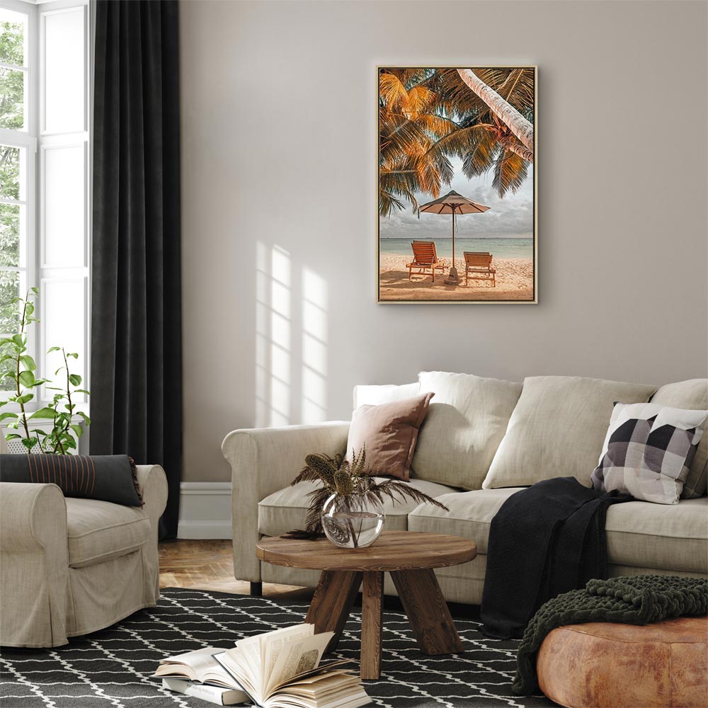Palm Umbrella Tropical Beach Canvas Print